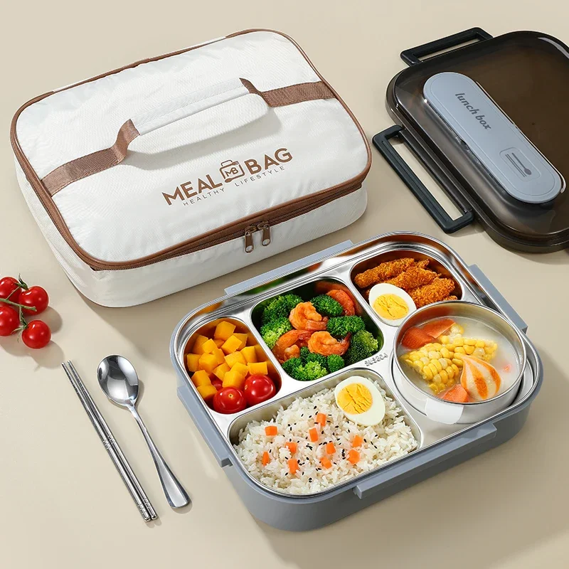 304 Stainless Steel Insulated Lunch Box Office Worker Students Sealed Portable Bento Microwae Heating Food Containe