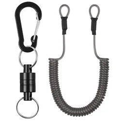 Tool Lanyard Bungee Cords with Carabiner Clips Strong Magnetic Net Release for Fly Fishing with Quick Release Carabiner Cord