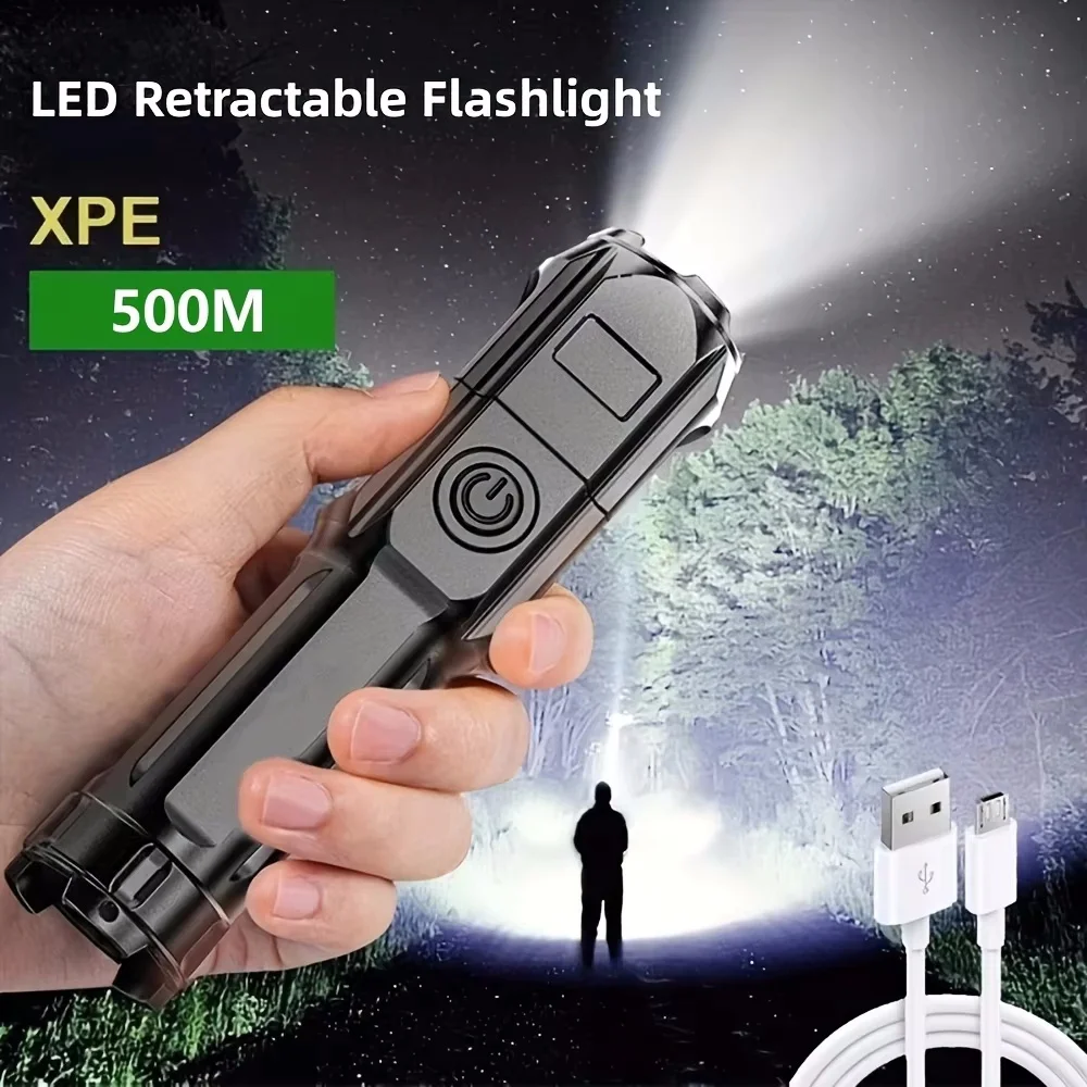 High Power Camping Flashlight Led Fishing Searchlight Usb Rechargeable Flashlight Outdoor Waterproof Tactical Hunting Flashlight