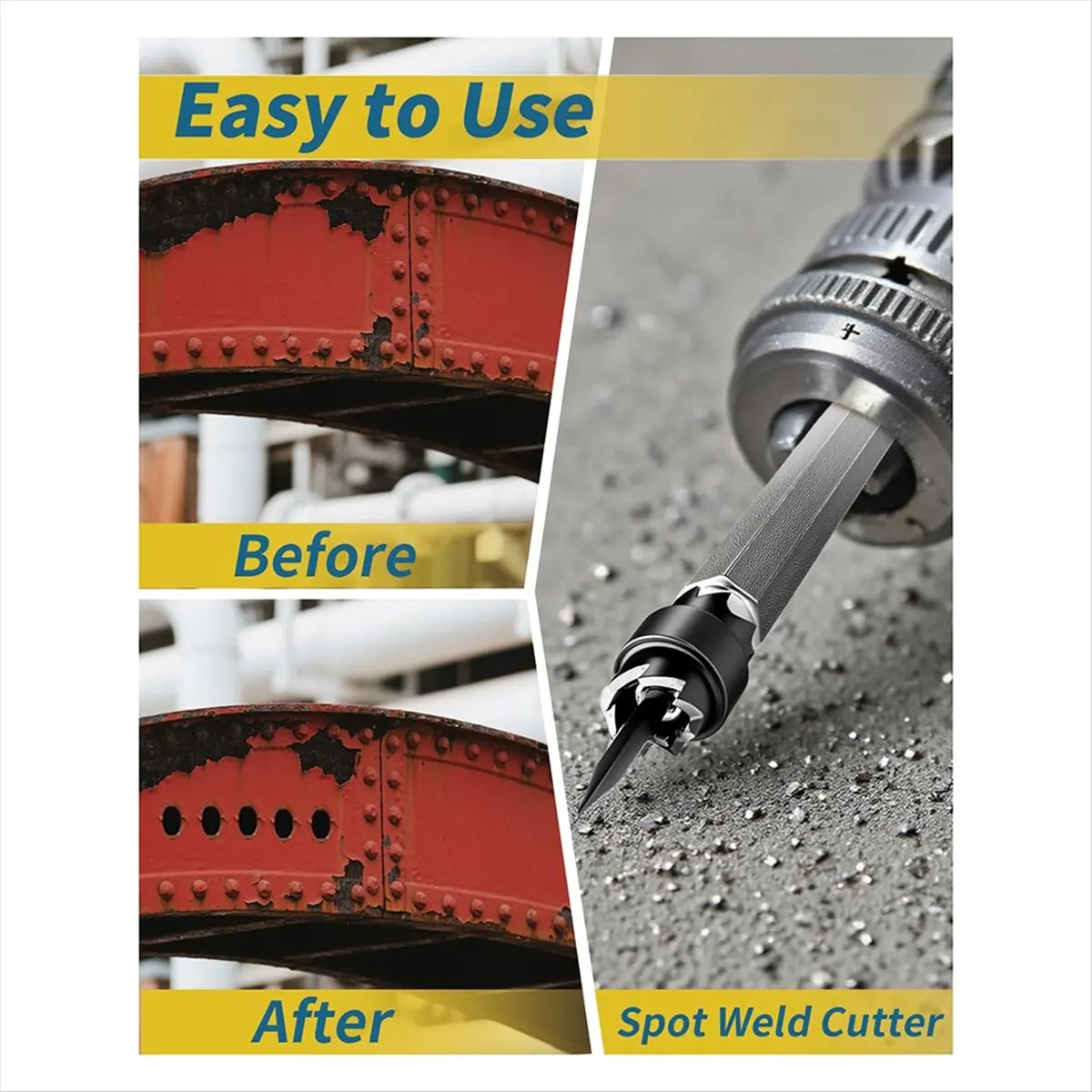 مجموعة قطع لحام نقطي مكونة من 13 قطعة، لقم ثقب HSS مزدوجة الجوانب 3/8 بوصة و5/16 بوصة، كوبالت مطلي بالتيتانيوم للمعادن والخشب #3