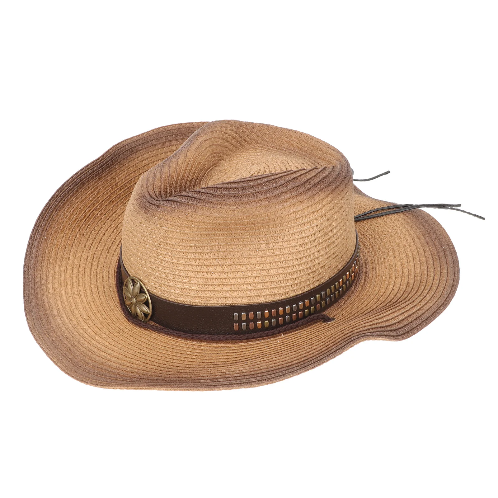 

Straw Hat Summer Men's While Cowboy Foldable Sun Hats for Women Western