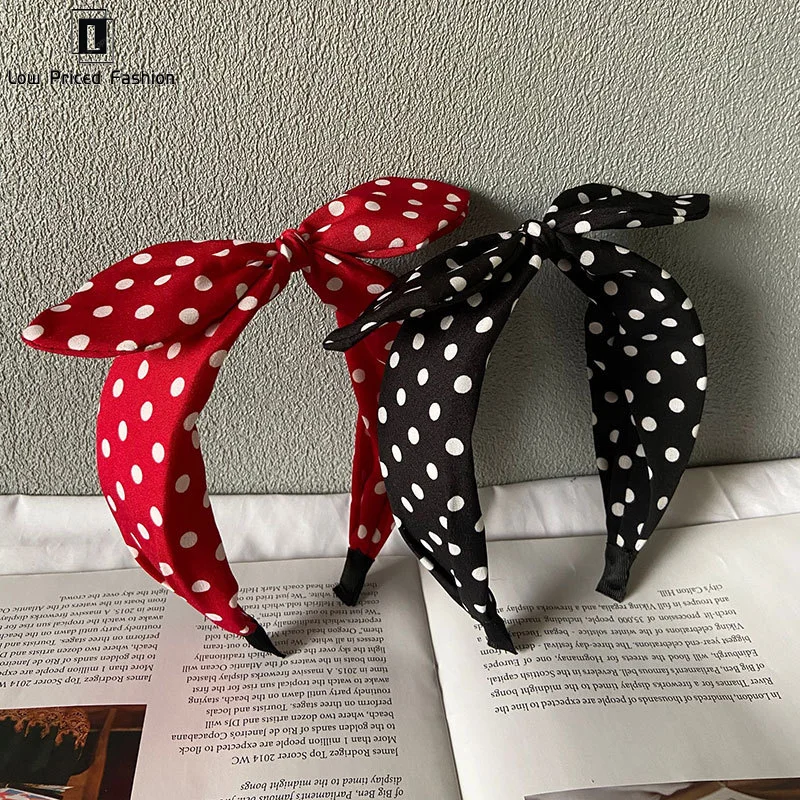 

Fashion Trend Women's Wide Headband Bow Knot Cross Sweet Korean Style Polka Dot Hairband Cute Hair Hoop Headwear Headdress 2025