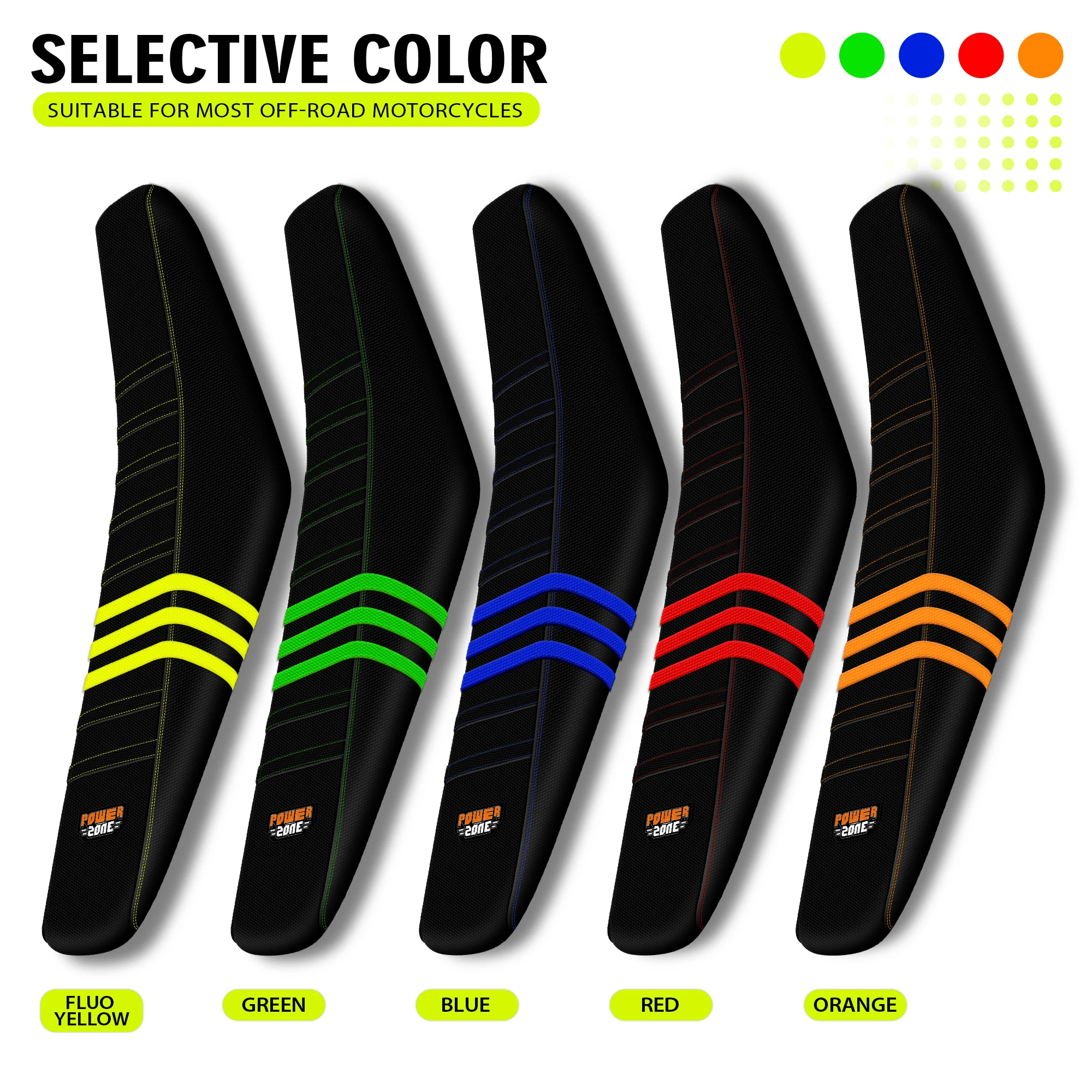 Powerzone Ribbed Soft Seat Cover For EXC CRF TC YZ KXF Universal Motorcycle Waterproof Non-slip Rubber Seat Cushions Protection