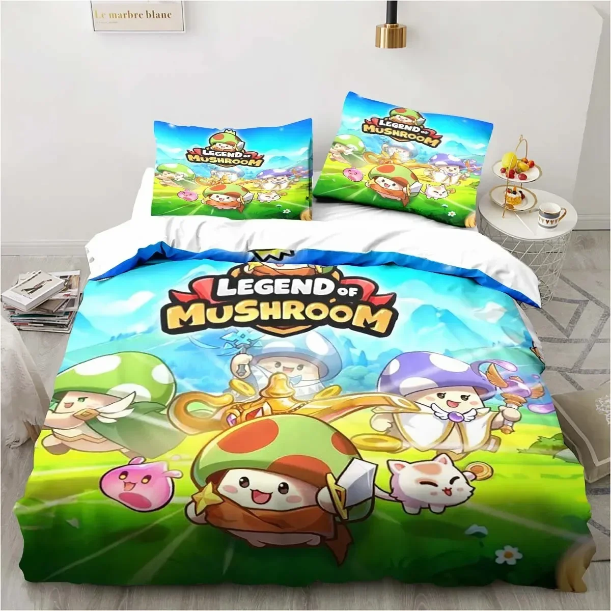 

3D Anime Game Legend of Mushroom Pattern Printed Bed Set Duvet Cover Bedding Set Linen Sheet Quilt Cover Full Queen King Size