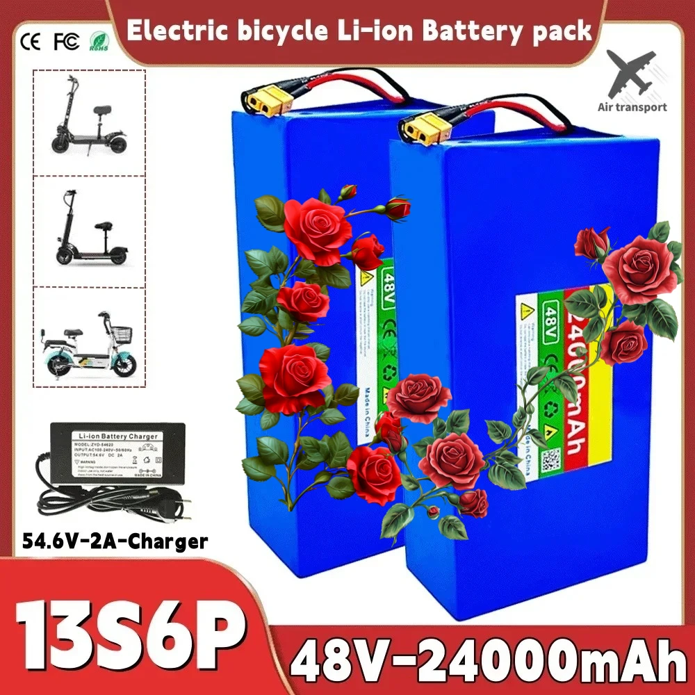 

24000mAh 48V 13S6P Li-ion Battery Pack 2000W Citycoco Motorized Scooter Battery Built In 50A BMS+54.6V 2A Charger 2026