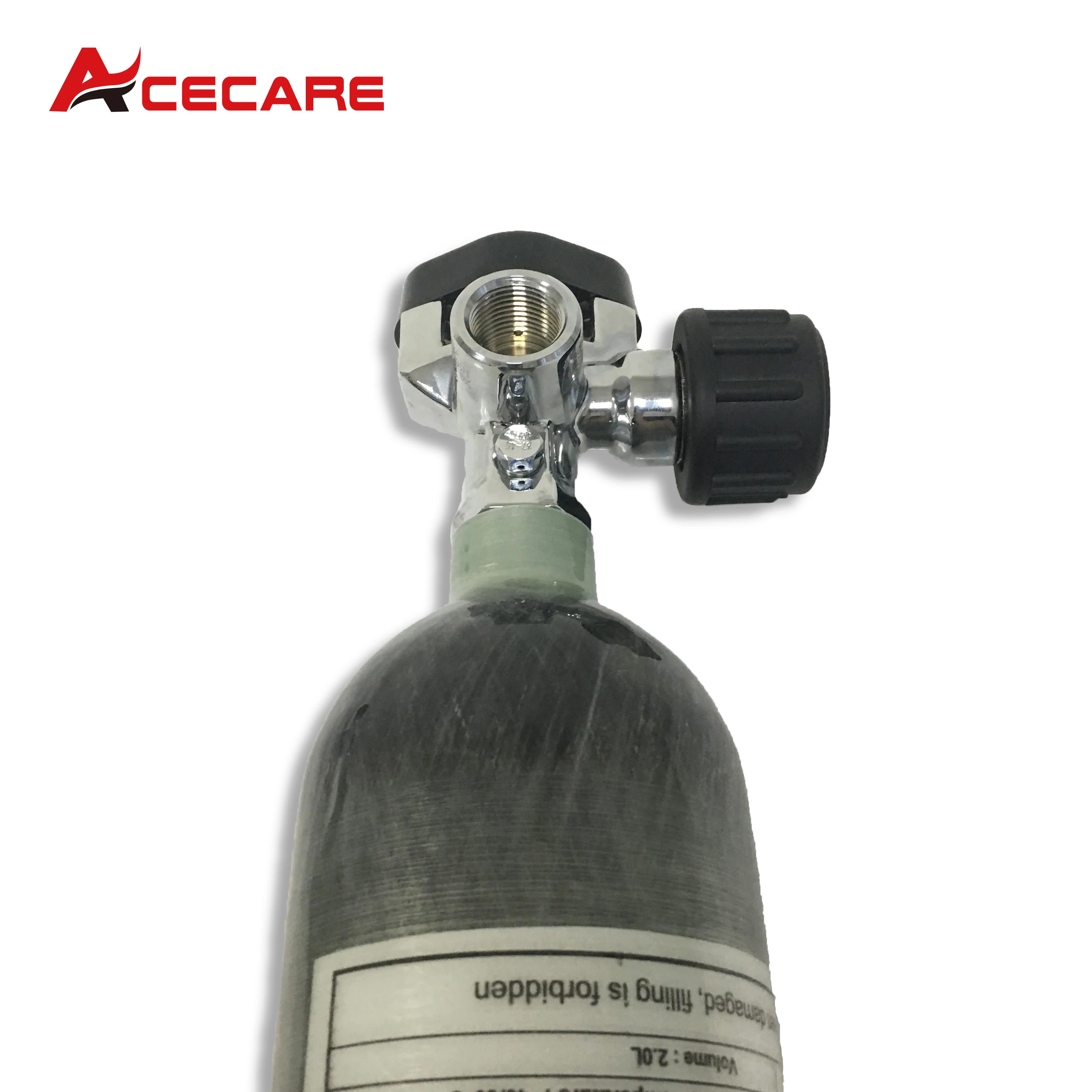 Acecare CE 2L 300Bar Carbon Fiber Cylinder 30Mpa 4500Psi Diving Tank With Big Gauge Valve For Scuba Diving Fire Safety