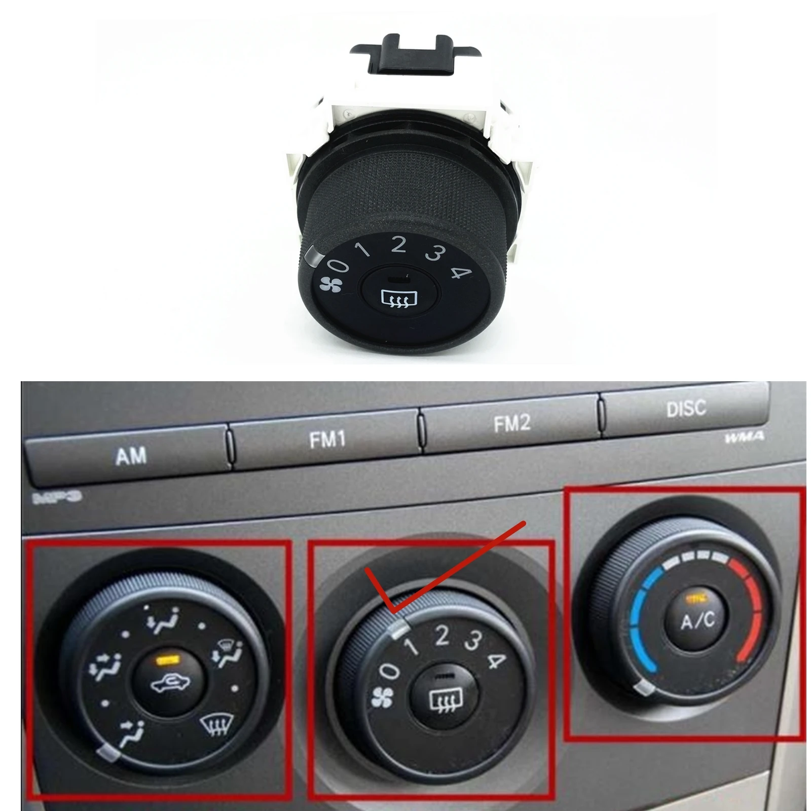 For Toyota Corolla Verso 2007-2013 Car Air Panel A/C Fan Speed Direction Wind Climate Knob Key Control Mode Button Switch Assy