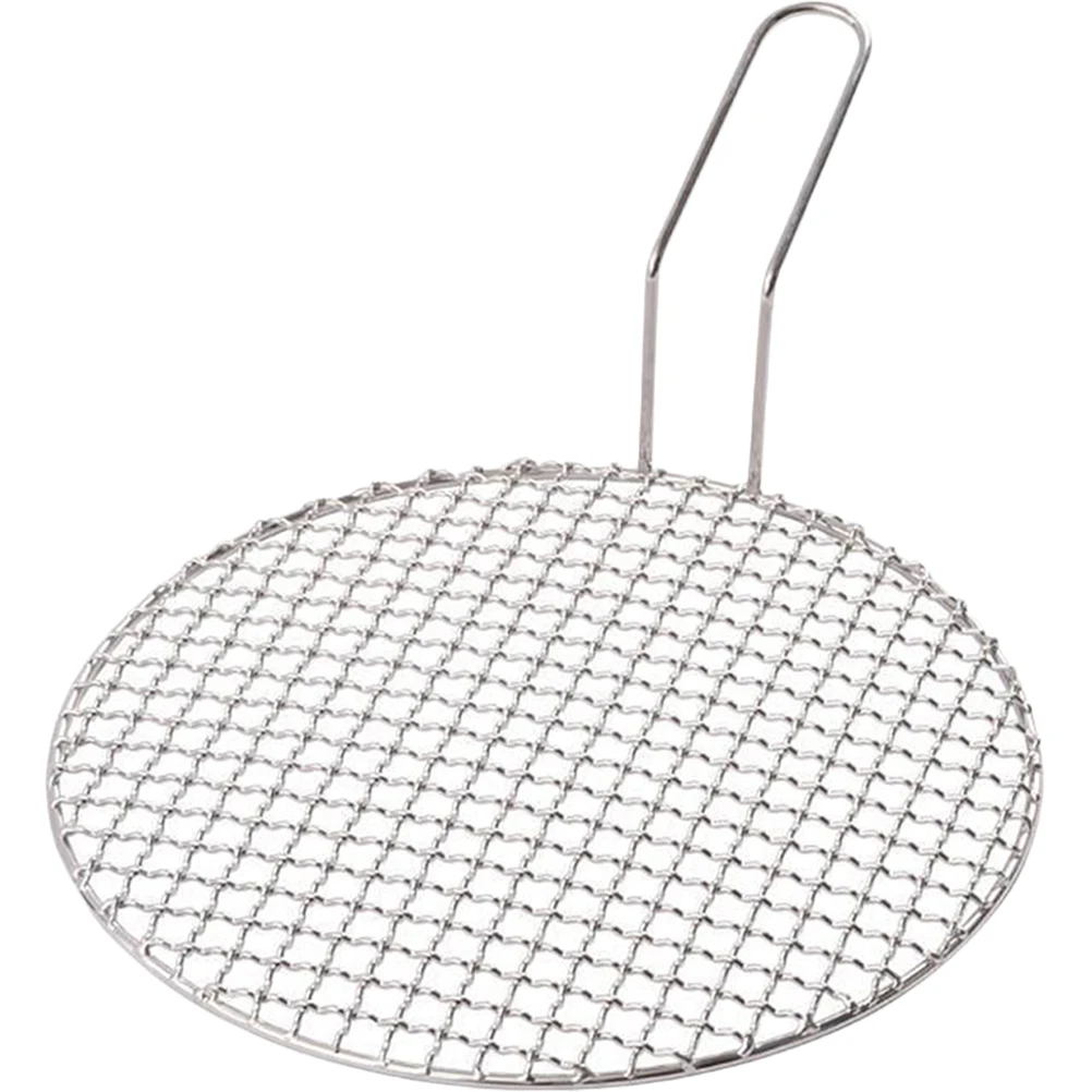 

Barbecue Grill Mat with Handle Stainless Steel Wear-Resistant Outdoor Cooking Mesh for Vegetables Meat Fish Baking Roast
