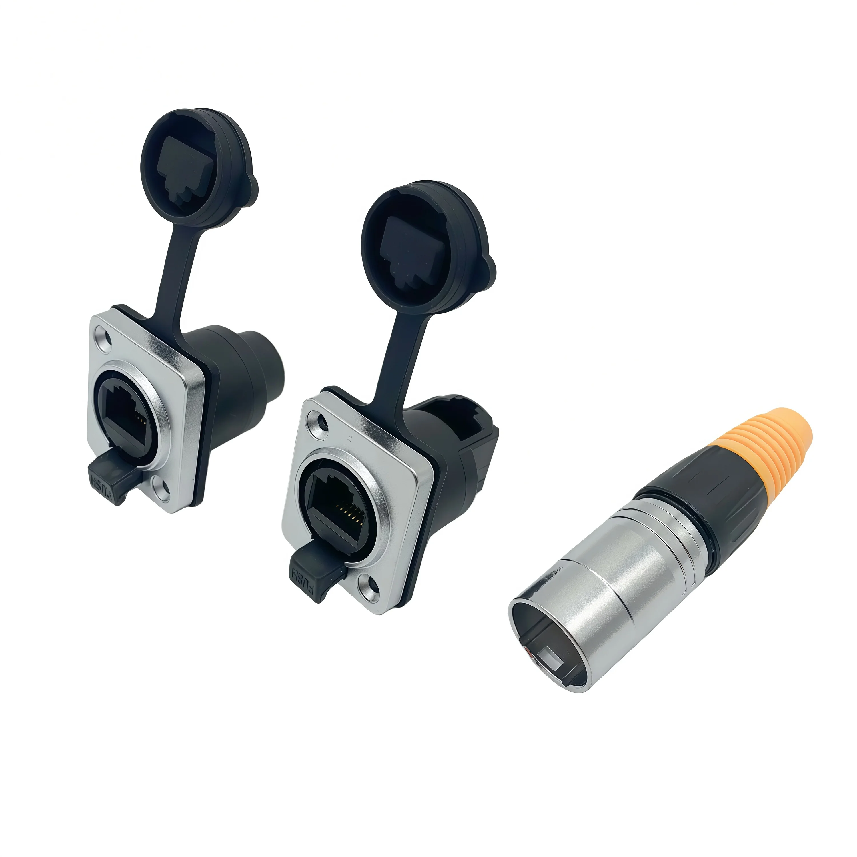 RJ45 Waterproof Connector Plug, D Type Panel Mount Socket IP65 Ethernet Connectors