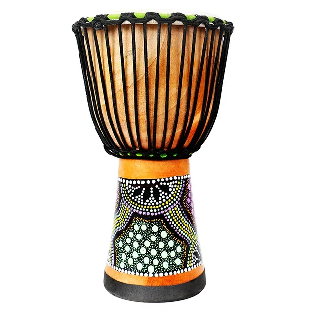 

2025 10'' Wooden Leather Djembe African Drum(Colored Painting)