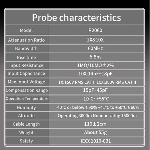 ZOYI Oscilloskopprobsats 1x 10x högprecisionsoscilloskopanalysator med krokodilklämma och probtestledningar 8 best sales isoleringssond oscilloskop - №5