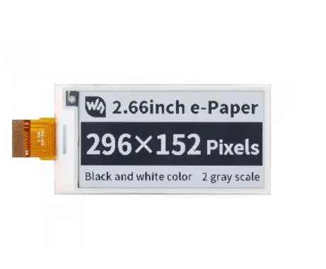 Waveshare 2,66 Zoll E-Paper, 296×152, E-Ink Raw Display Panel, Schwarz/Weiß