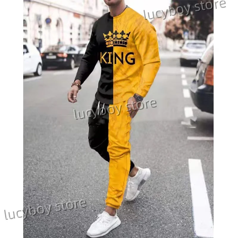 3D Printing Men Set Tracksuit Men Sportsuits Gentlemen Set T-shirt Suit Long Sleeve 3D Coat+Pants Gyms Casual Sportswear Suit