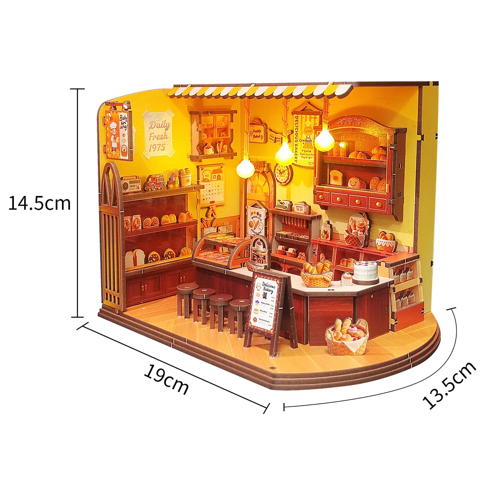Fai da te Time Bakery Casa Kit modello in miniatura in legno Puzzle 3D Case delle bambole con mobili Casa delle bambole per amici Regali di compleanno