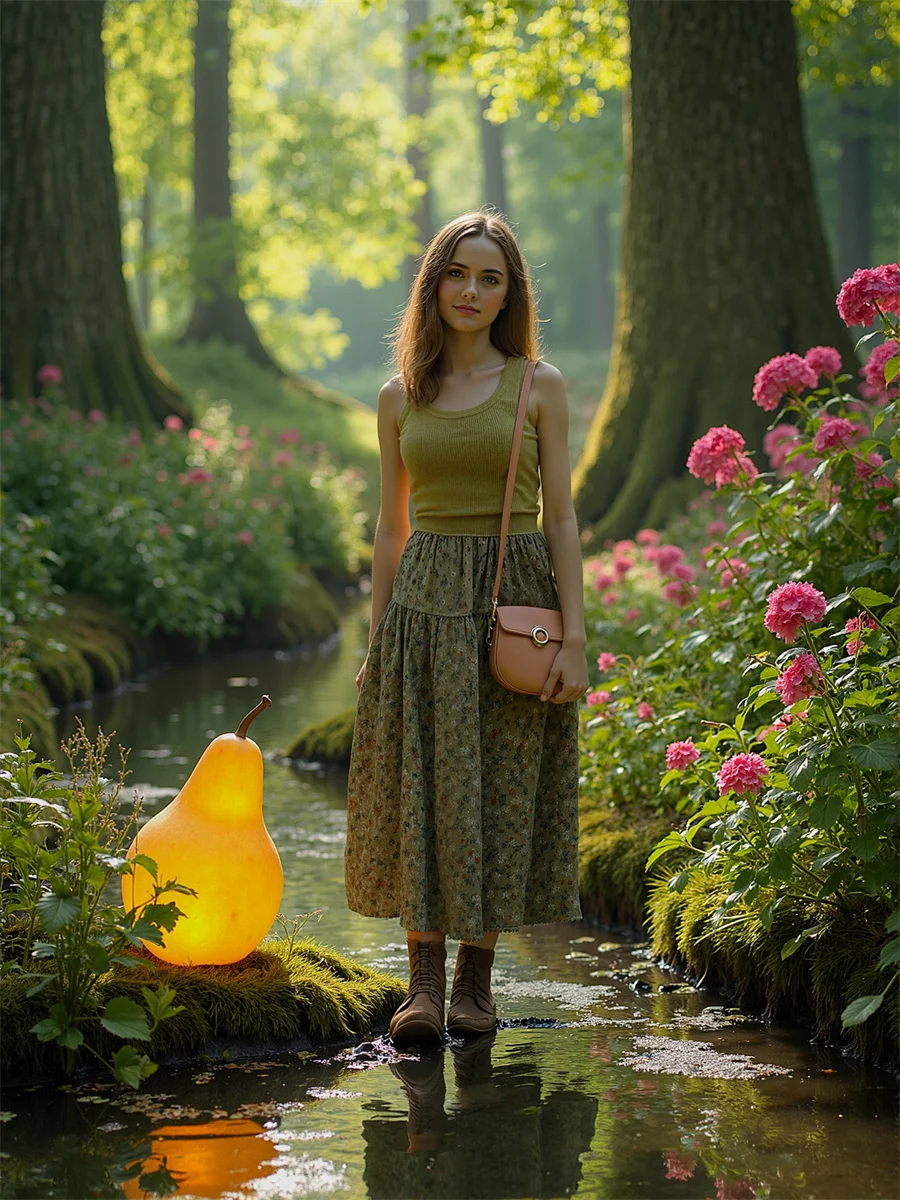 

Floral Midi Skirts Womens Cake Pleats Drawstring Waist Layered Ruffles Elegant Minimalist Chic Skirt Applique Vintage