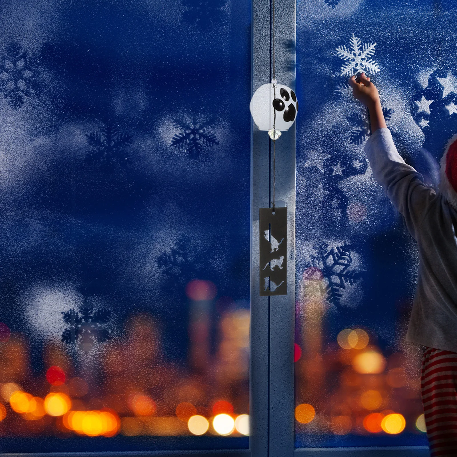 

Glass Wind Bell Hand Painted Cat Paw Japanese Style Hanging Decor Balcony Garden Pendant Wind Chimes Pendant Vintage Gift