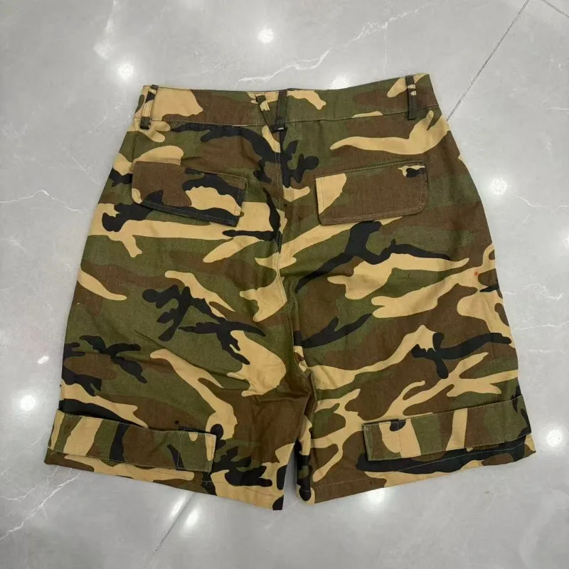 High Street New Casual Outdoor Comfortable Cotton Sports Shorts Camouflage Printed Pocket Design Quality Men Pants