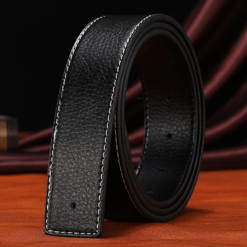 Herren-Gürtel mit 3,7 cm breiter, perforierter Glattschnalle – Modischer, vielseitiger Business-Gürtel mit H-Buchstaben-Ersatzschnalle und separatem Gürtelband – Detail 15