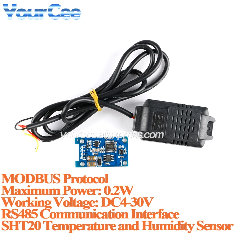 SHT20 RS485 Temperature and Humidity Transmitter Sensor Module Digital High Precision Industrial Modbus Rtu Protocol Monitoring