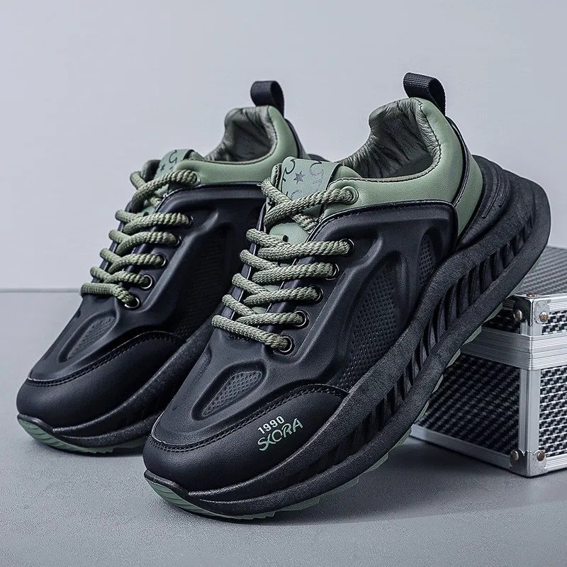 Men's Plus Size 39-44 Black Shoes Autumn Summer Cushioned Support Breathable Fabic Lining Comfortable Running Shoes
