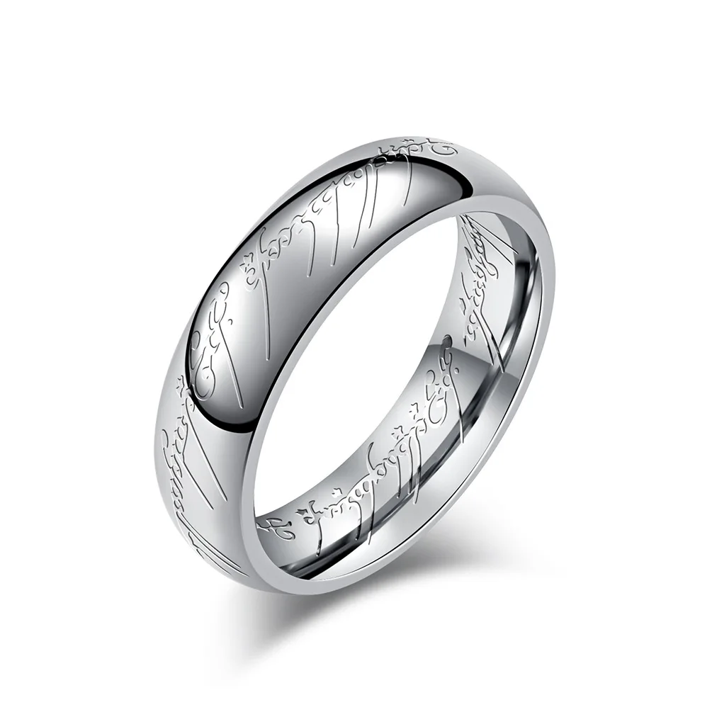 Lord of the Rings titanium stalen magische ring magisch patroon niche gepersonaliseerde gouden zilveren zwarte sieraden voor mannen
