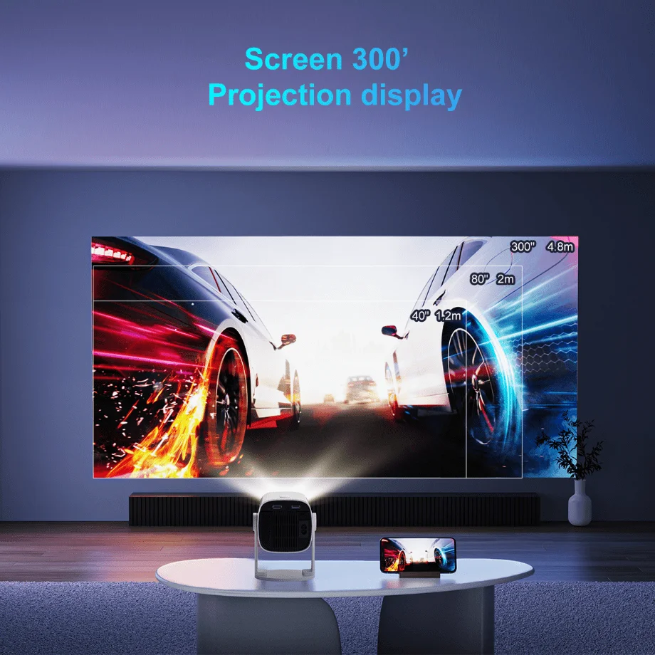 K2N Mini Projector Portable 4K Support with 270° Rotatable Auto Keystone Native 1080P 22000 Lumens Home Cinema pro