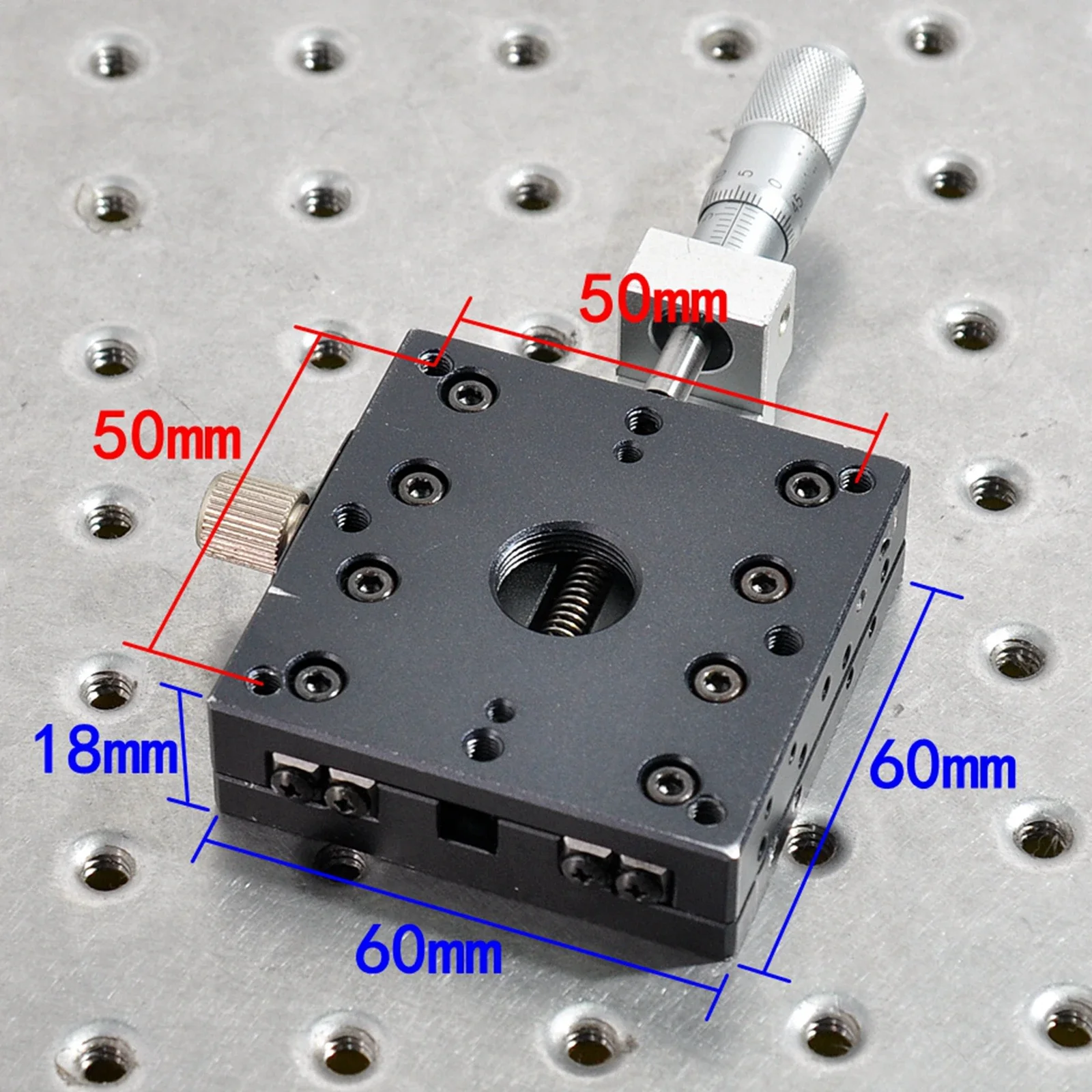 Y-axis Manual Precision Micrometer Adjustment Linear Guide Type Movable Fine-Tuning Sliding Table 60mm Aluminum Alloy