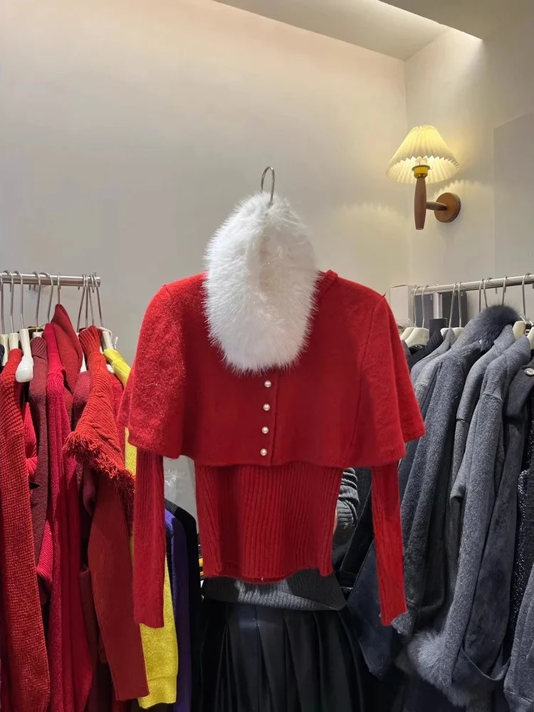 

Comfortable Knitted Sweater Set Single Button Versatile Slimming Women's Sle Winter New Arrival Cleanfit Polyester Fiber