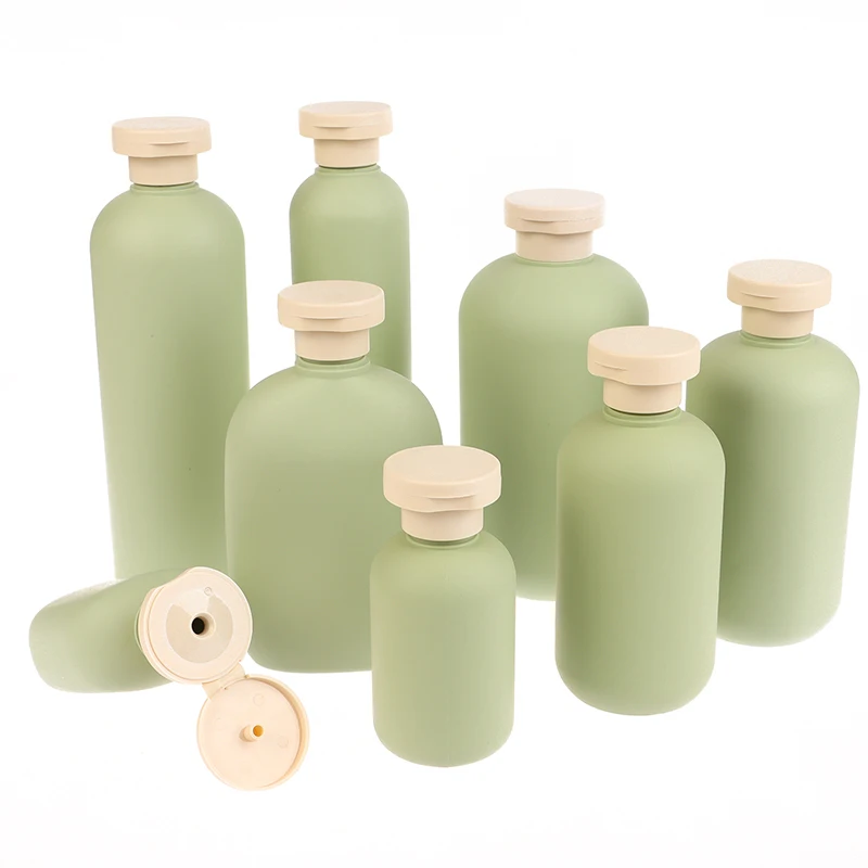 1PCS 100ML-500ML Avocado Green Plastic Shampoo Shower Gel Foaming Soap Dispensers Refillable Bottles Flip Lotion Bottles