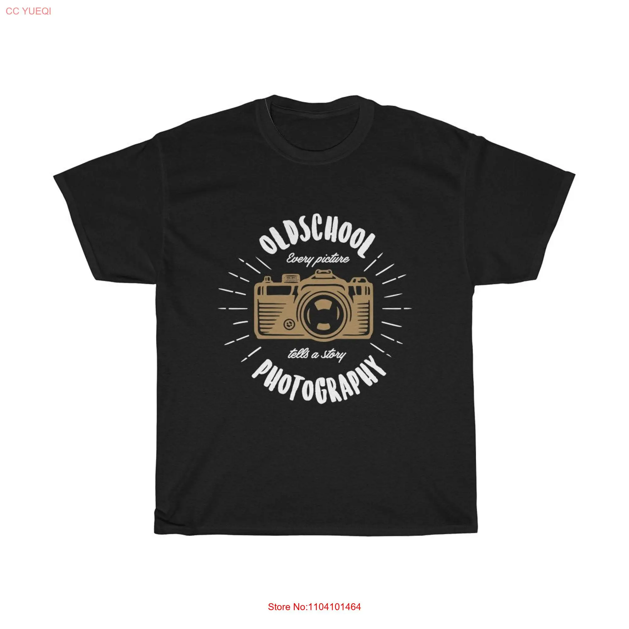 Retro Camera Heavy Cotton T Shirt With Vintage Inspired Image Of An Old Manual long or short sleeves