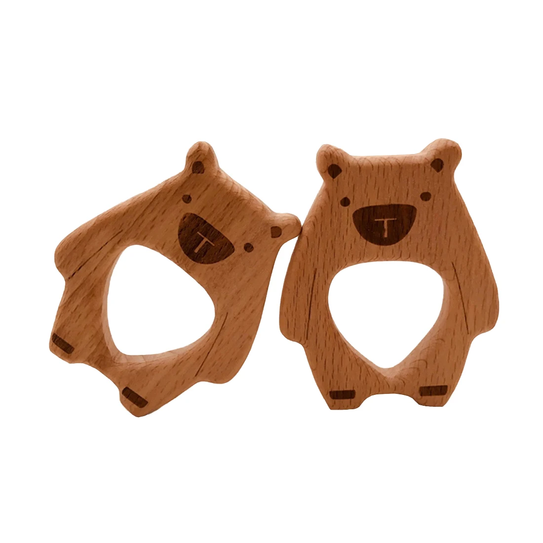 ABCPICK 10pcs Wholesale Animal Wooden Teether Rodent Pacifier Pendant Wooden Toys DIY Baby Necklace Gift BPA Free Beech Bear