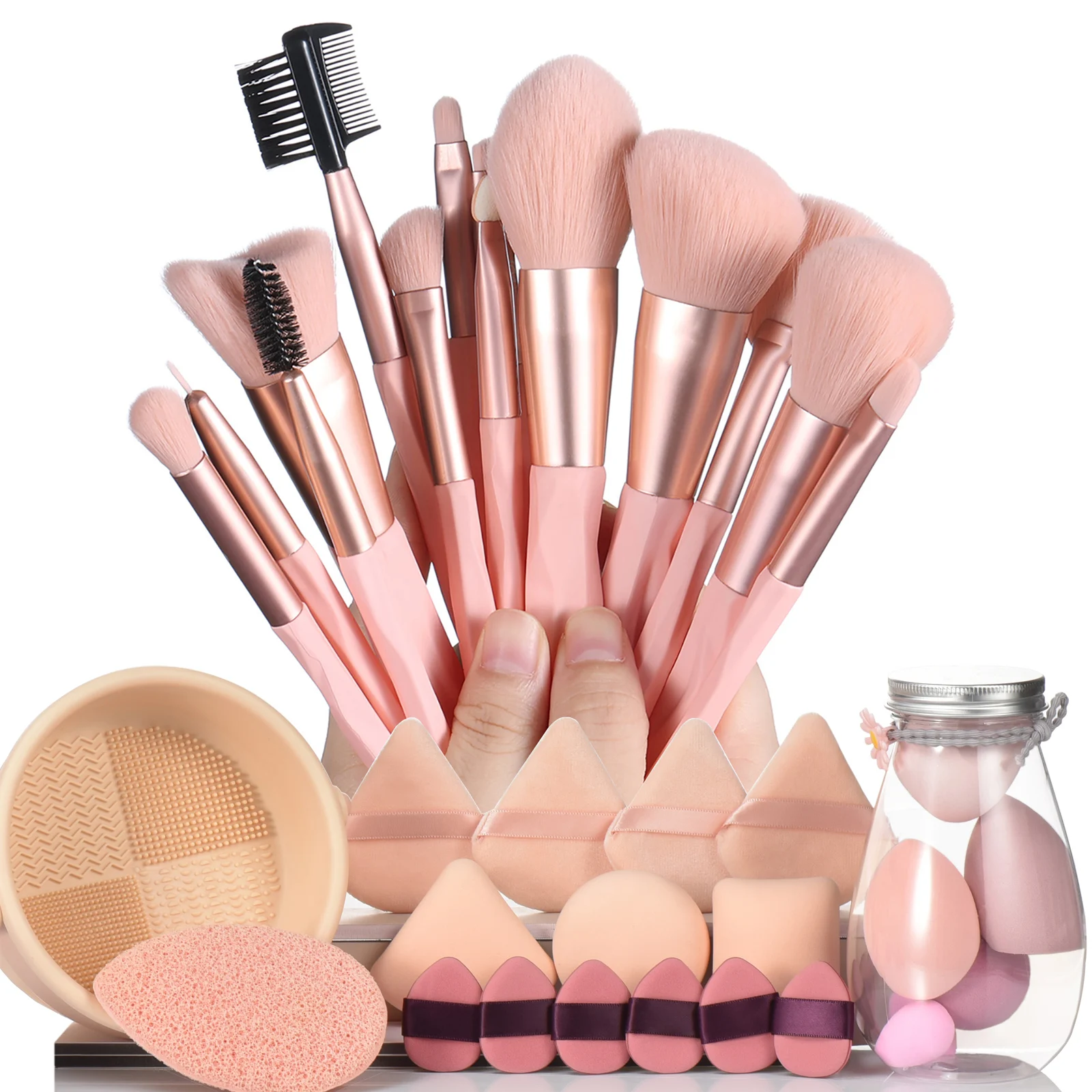 

36 sets of makeup tools large set of high quality makeup brush Makeup sponge powder puff Makeup brush cleaning and drying tools