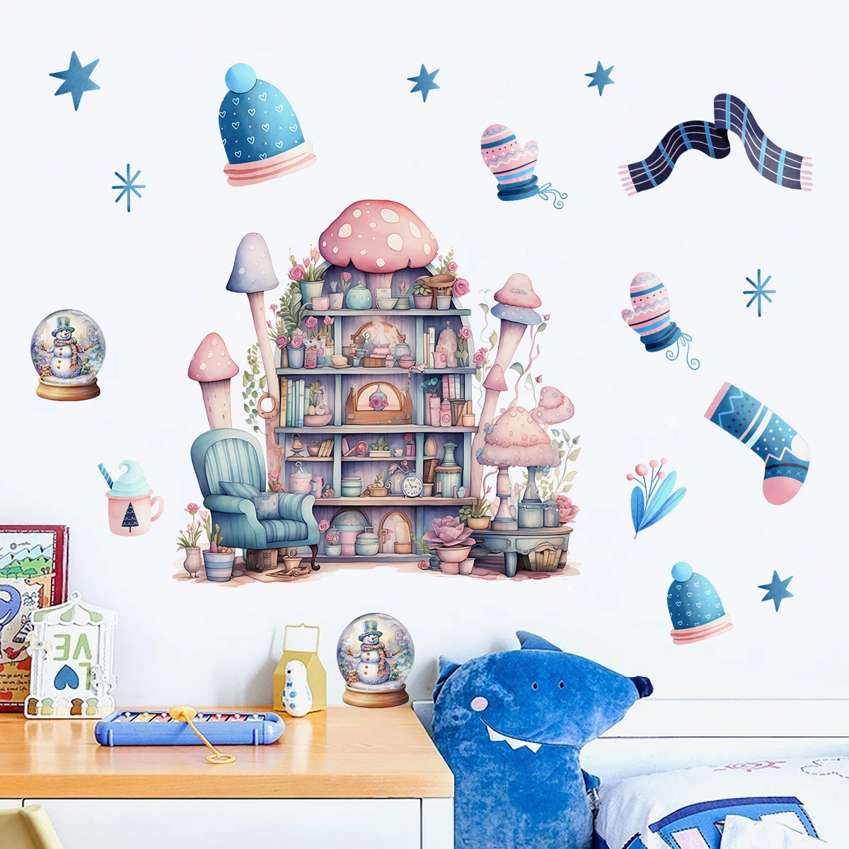 ملصق حائط ثلاثي الأبعاد لتزيين عيد الميلاد للأطفال ، غرف الأطفال ، ورق حائط ذاتي اللصق ، ديكور العطلات ، ملصقات حائط ، غرفة نوم ، 8 أنماط