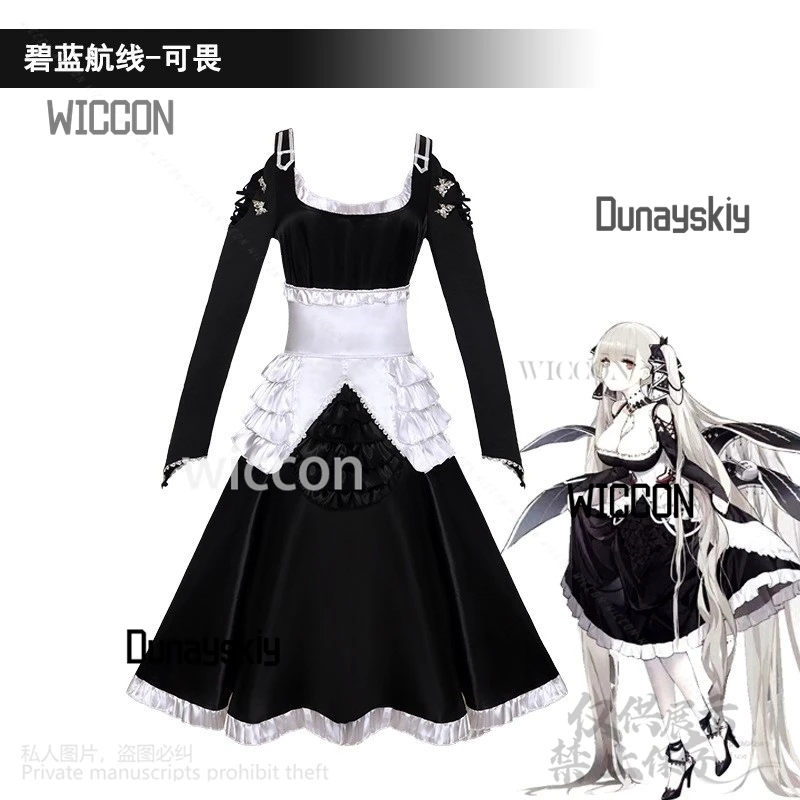 أنيمي لعبة Azur Lane تأثيري فاتح زي القوطية الأسود الدانتيل رائع خمر لوليتا مثير Kawaii فستان هالوين مخصص