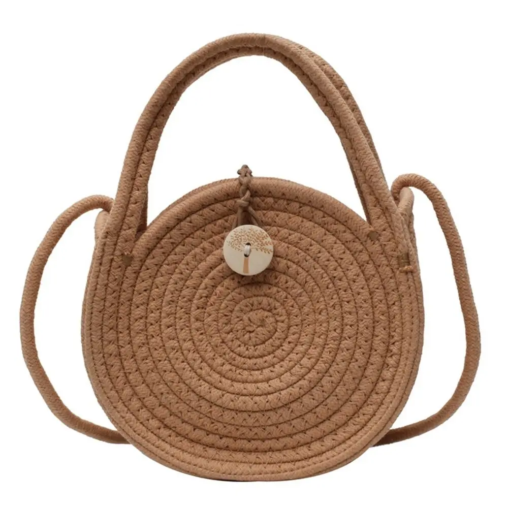

Sweet Weave Straw Crossbody Bag With Button French Style Woven Bucket Bag Casual Portable Hand-woven Shoulder Bags Travel