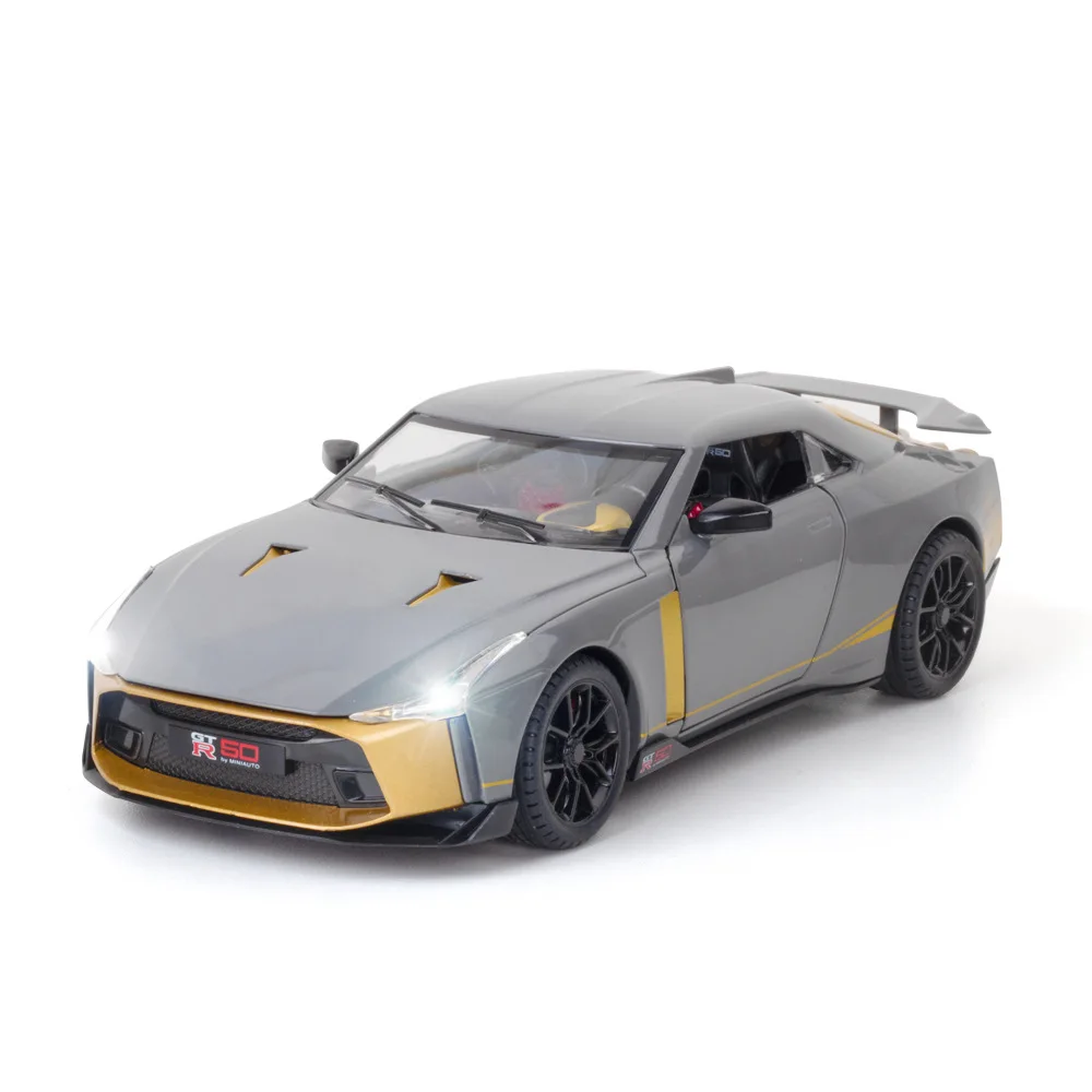 1:24 Nissan GTR50 Ares pressofusi in lega e veicoli giocattolo giocattolo in metallo modello di auto giocattolo per la raccolta di suoni e luci