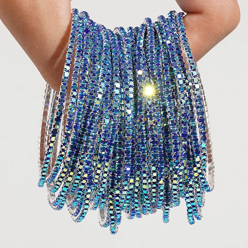 5 Stück modische elastische Armbänder mit Kristall-Strass für Damen, dehnbare, stapelbare Armbänder, klassisches Armband, täglicher Damenschmuck – Detail 26