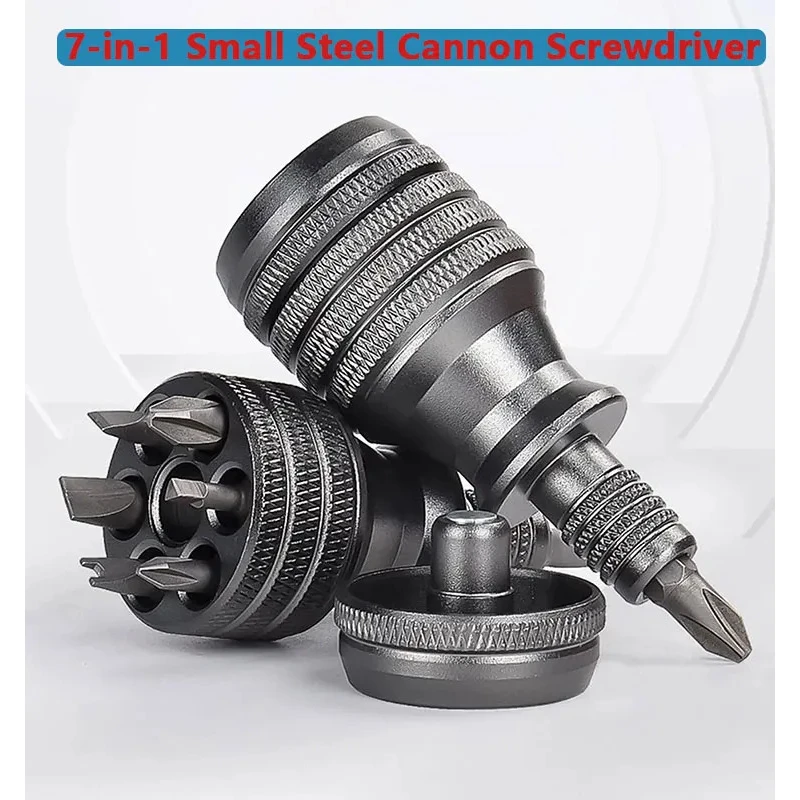 

7-in-1 Industrial Mini Screwdriver Set - Aluminum Alloy Handle with High Hardness Phillips/Slotted Bits Multi-Function EDC Tool
