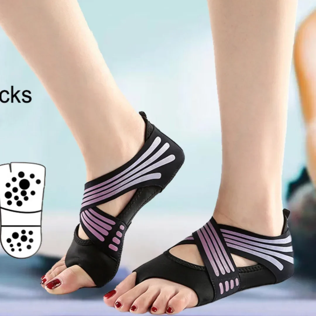 Professional Yoga Shoes Socks, Non-slip Fitness Dance Pilates Indoor Yoga Sock, Five Toe Backless for Ballet Ladies Accessories