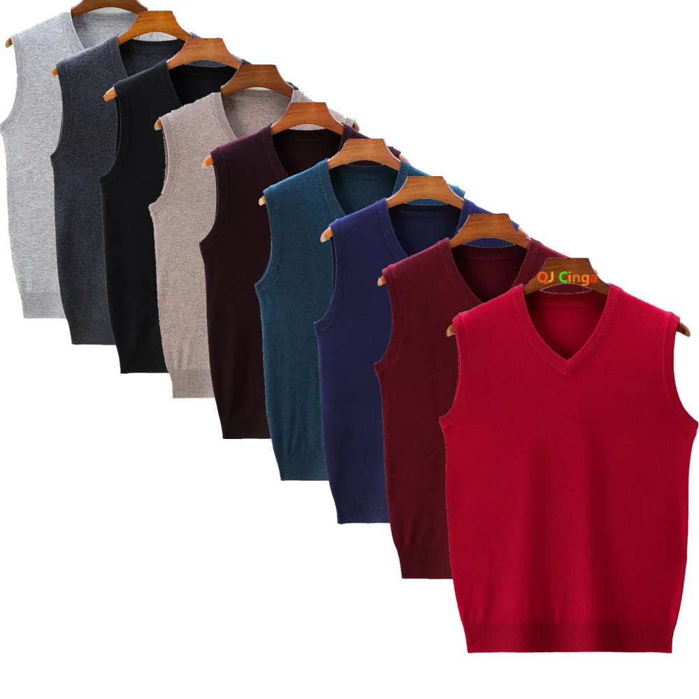 Spring/Fall Men's Sleeveless Knit Vest, Solid Color V-Neck Pullover Sweater, Asian Sizes M-4XL. New 2026