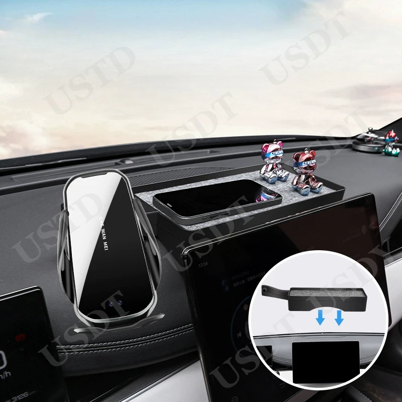 For BYD Seal U Sealion 6 DMi 2024 2025 Car Phone Holder GPS Navigation Bracket Base Rear Screen Storage Box Wireless Charger