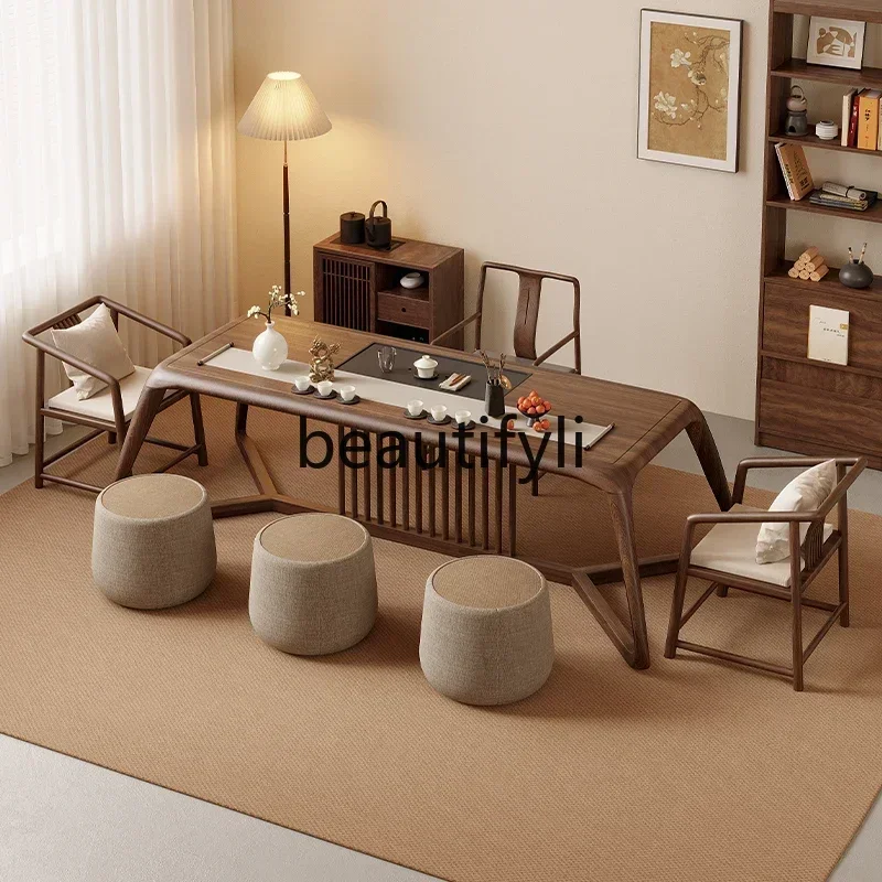 

Asmt14 New New Chinese tea table combination household solid wood high-end black walnut tea room tea table zen
