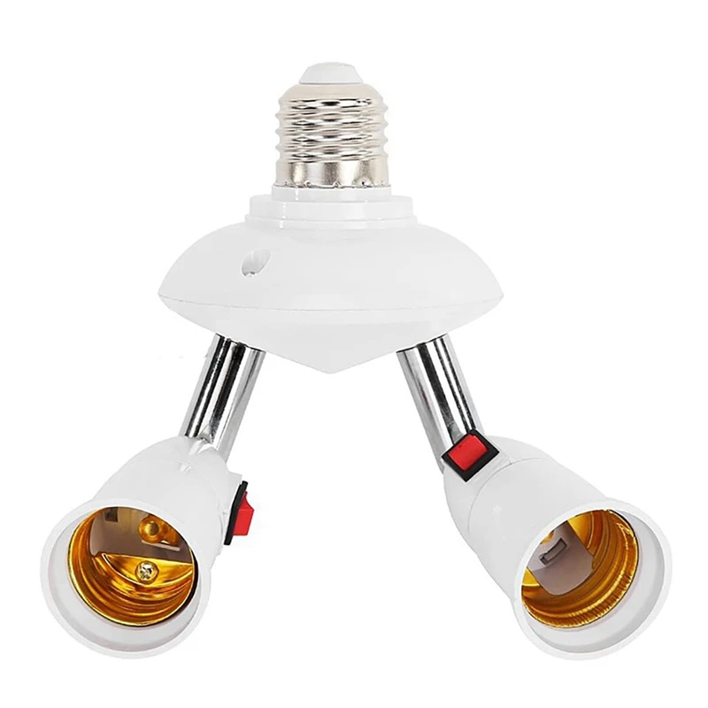 M11K360 Degree Adjustable - 2 In 1 E27 Splitter Socket Adapter. E27 Standard LED Bulb Socket Adapter