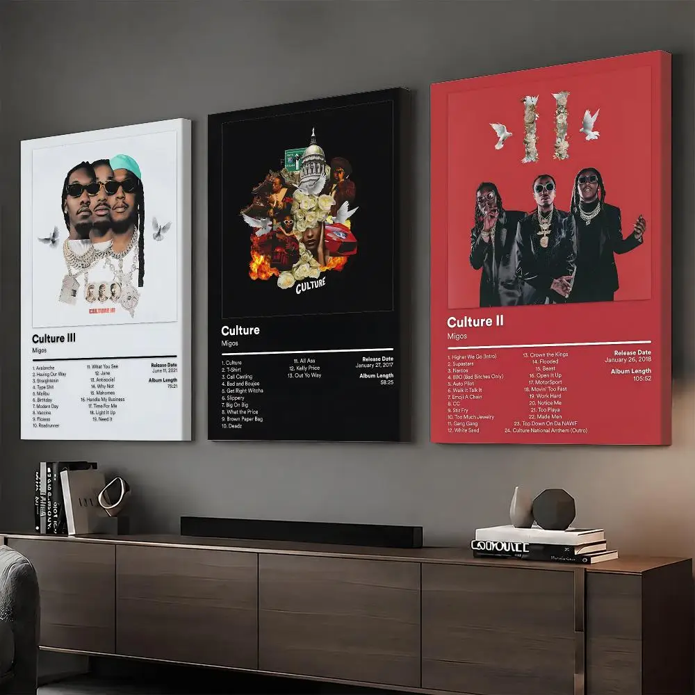 M-Migos Rapper Album Painting Calligraphy HD Modern Style Inner Frame Canvas Poster Bedroom Room Hallway Wall Art Decor