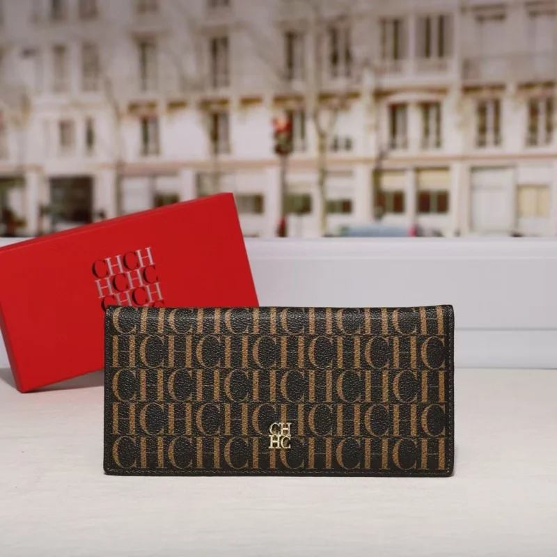 CH New Bags for Women Fashion Printed Two-Fold Wallet with Real Texture, Unisex Long Handbag Bolsos Mujer