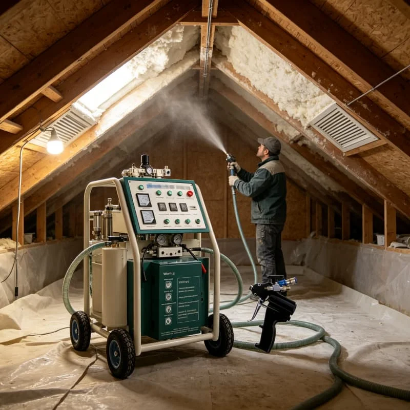 Electric Driven Polyurethane Spraying Machine 380V 10KW With Proportioning Pump PU Foam Insulation Roof Waterproofing Project