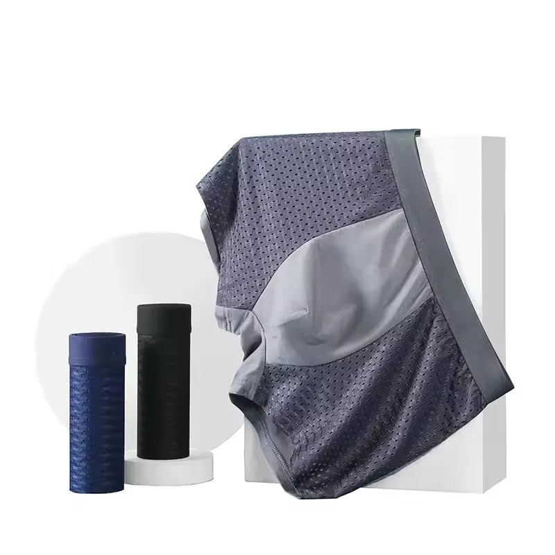 4pcs/set Men Underwear Male Thin Breathable Panties for Men's Ice Silk Underpant Mesh Sexy Square Corner Pants for Men's Shorts