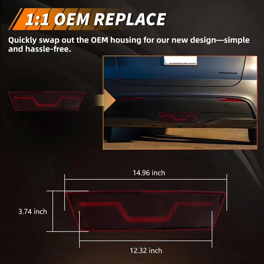 1PCS For 2021 2022 2023 Tesla Model Y Rear 3rd Brake Lights Pilot Light Brake Light Bumper Taillight Lamp DRL Light W/LED