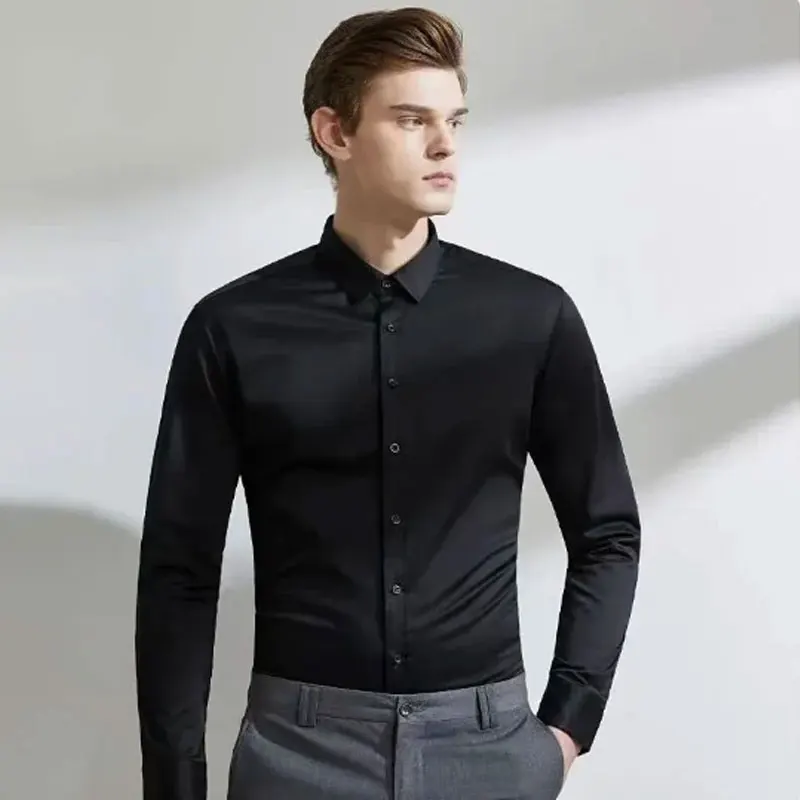 

Men's shirt formal long-sleeved spring/summer thin work clothes free ironing Business casual high quality slim solid color