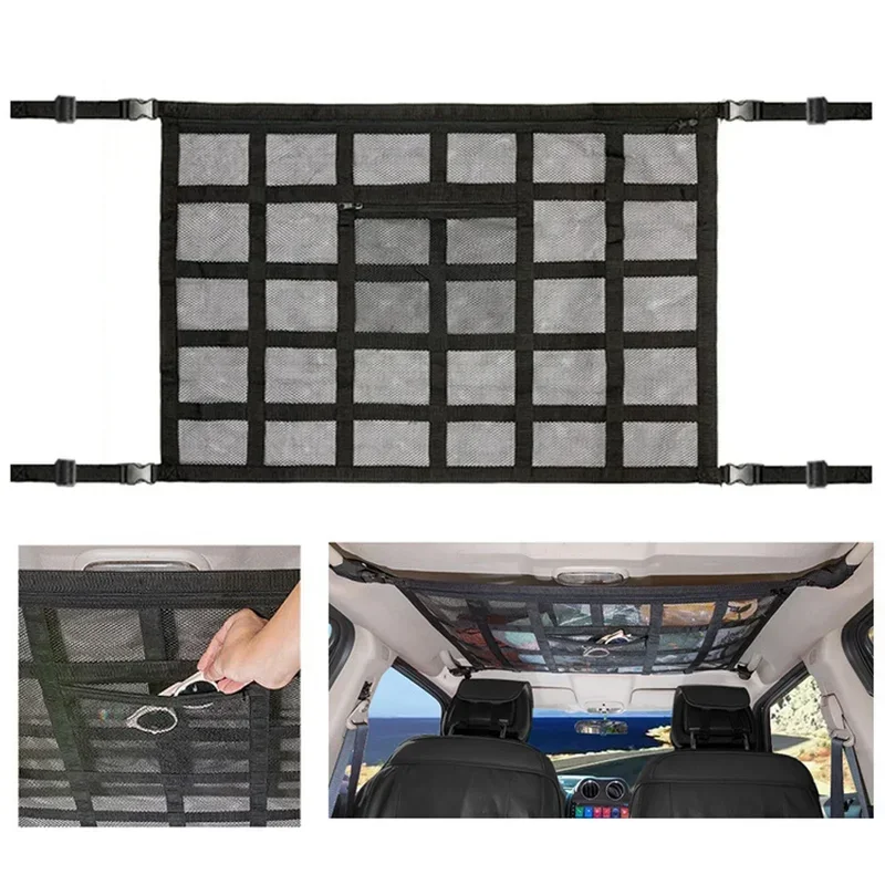 Car Ceiling Cargo Net Pocket for SUV and Truck Camping description 5